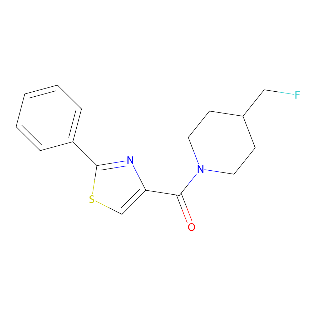 4-(Fluoromethyl)-1-(2-phenyl-1,3-thiazole-4-carbonyl)piperidine molecular structure, CAS 2742034-90-6