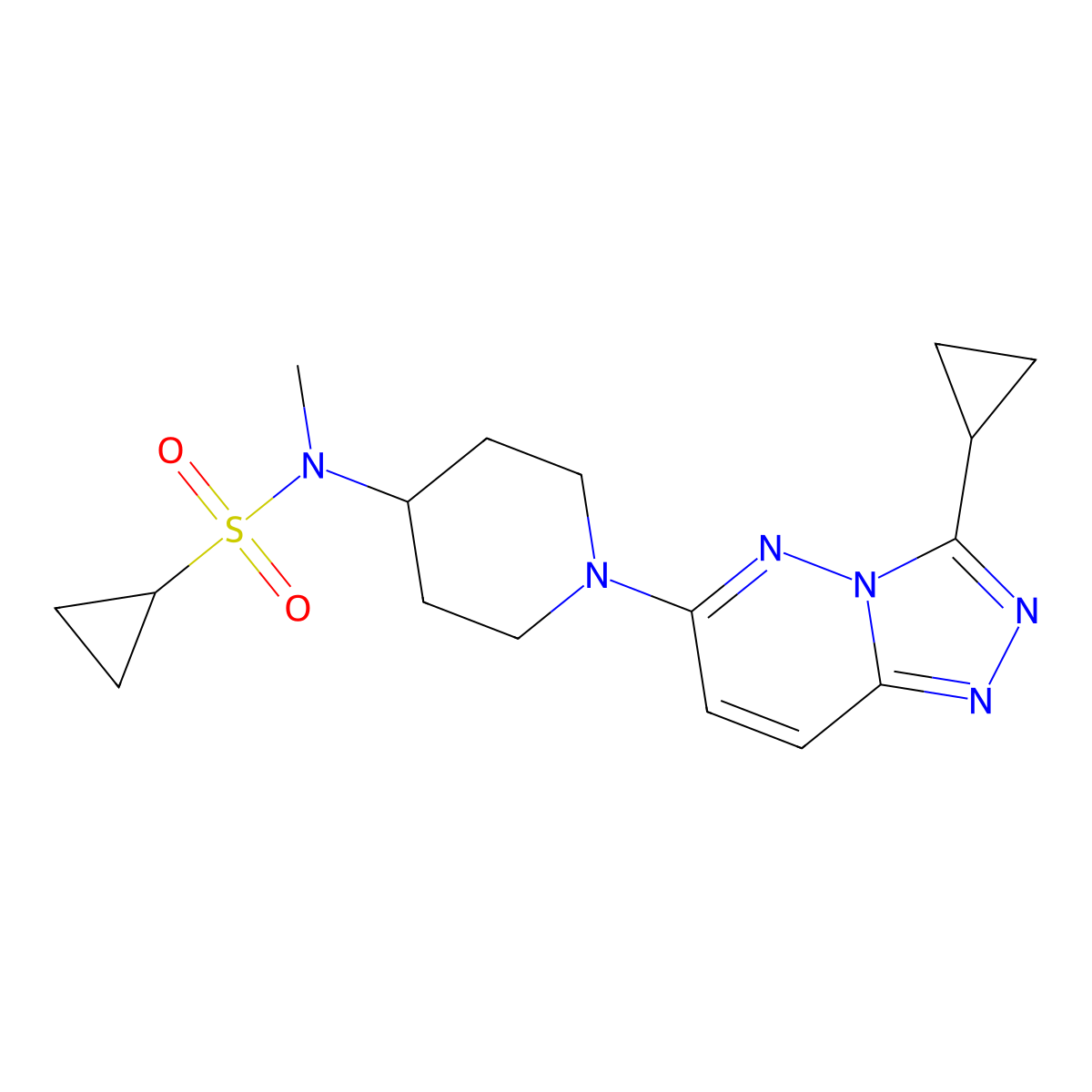 N-(1-{3-cyclopropyl-[1,2,4]triazolo[4,3-b]pyridazin-6-yl}piperidin-4-yl)-N-methylcyclopropanesulfonamide molecular structure, CAS 2742034-91-7