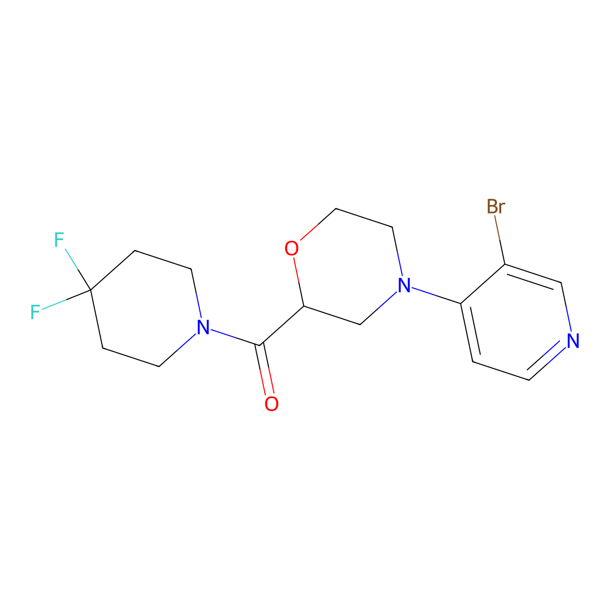 4-(3-Bromopyridin-4-yl)-2-(4,4-difluoropiperidine-1-carbonyl)morpholine molecular structure, CAS 2742034-96-2