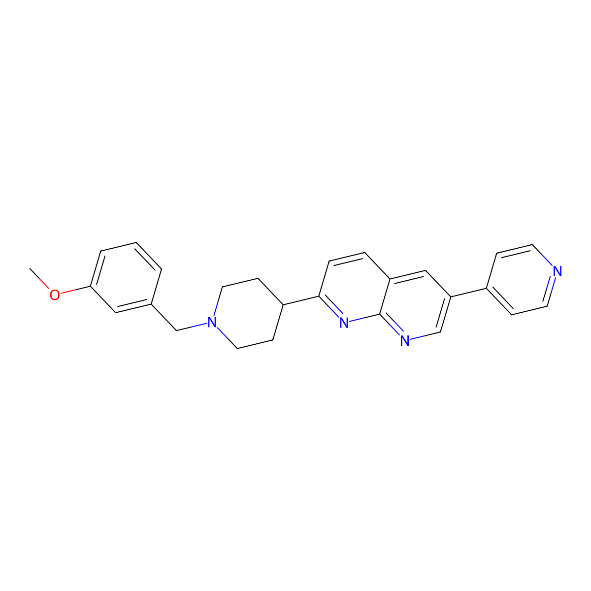 2-{1-[(3-Methoxyphenyl)methyl]piperidin-4-yl}-6-(pyridin-4-yl)-1,8-naphthyridine molecular structure, CAS 2742034-99-5