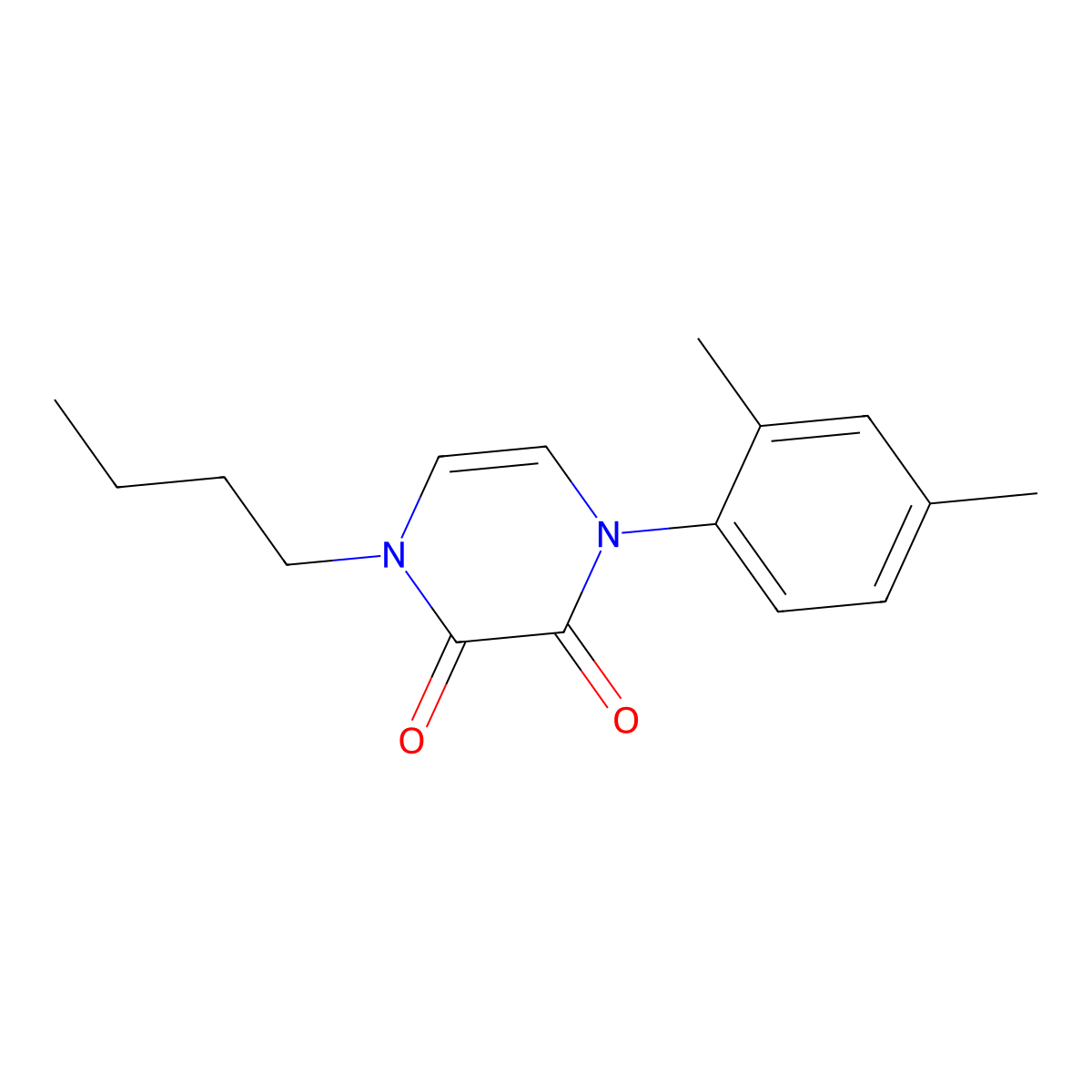 1-Butyl-4-(2,4-dimethylphenyl)-1,2,3,4-tetrahydropyrazine-2,3-dione molecular structure, CAS 2742035-07-8