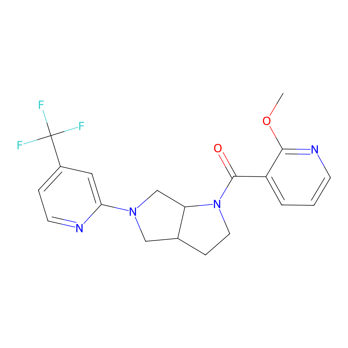 2-[1-(2-Methoxypyridine-3-carbonyl)-octahydropyrrolo[3,4-b]pyrrol-5-yl]-4-(trifluoromethyl)pyridine molecular structure, CAS 2742035-08-9