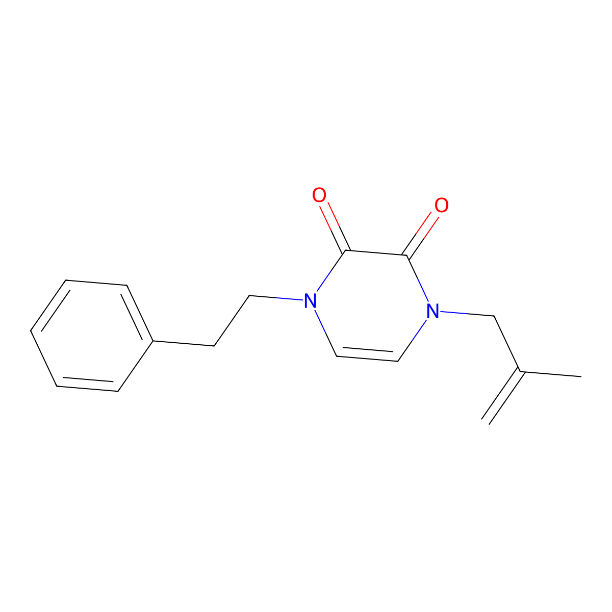 1-(2-Methylprop-2-en-1-yl)-4-(2-phenylethyl)-1,2,3,4-tetrahydropyrazine-2,3-dione molecular structure, CAS 2742035-12-5