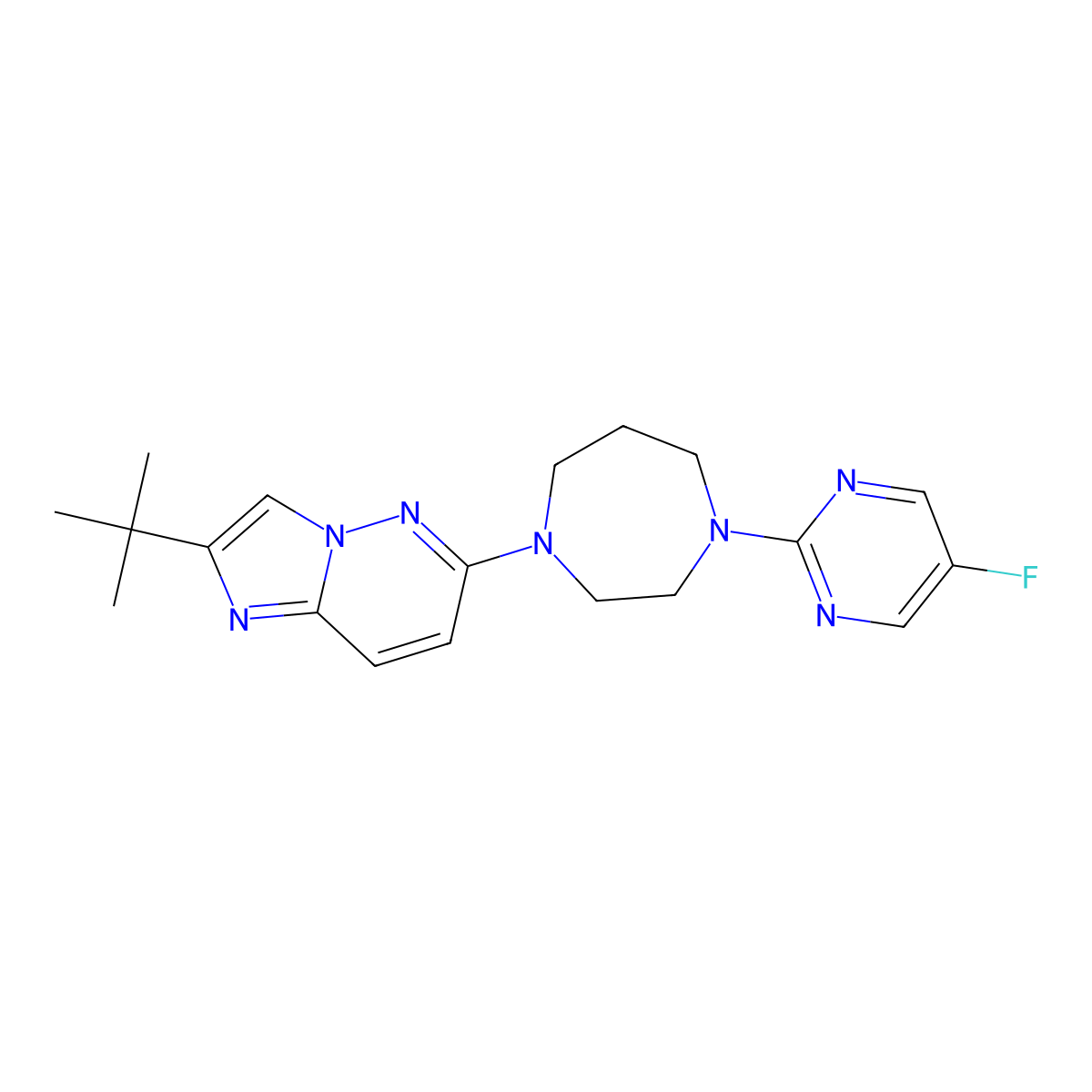 1-{2-Tert-butylimidazo[1,2-b]pyridazin-6-yl}-4-(5-fluoropyrimidin-2-yl)-1,4-diazepane molecular structure, CAS 2742035-13-6