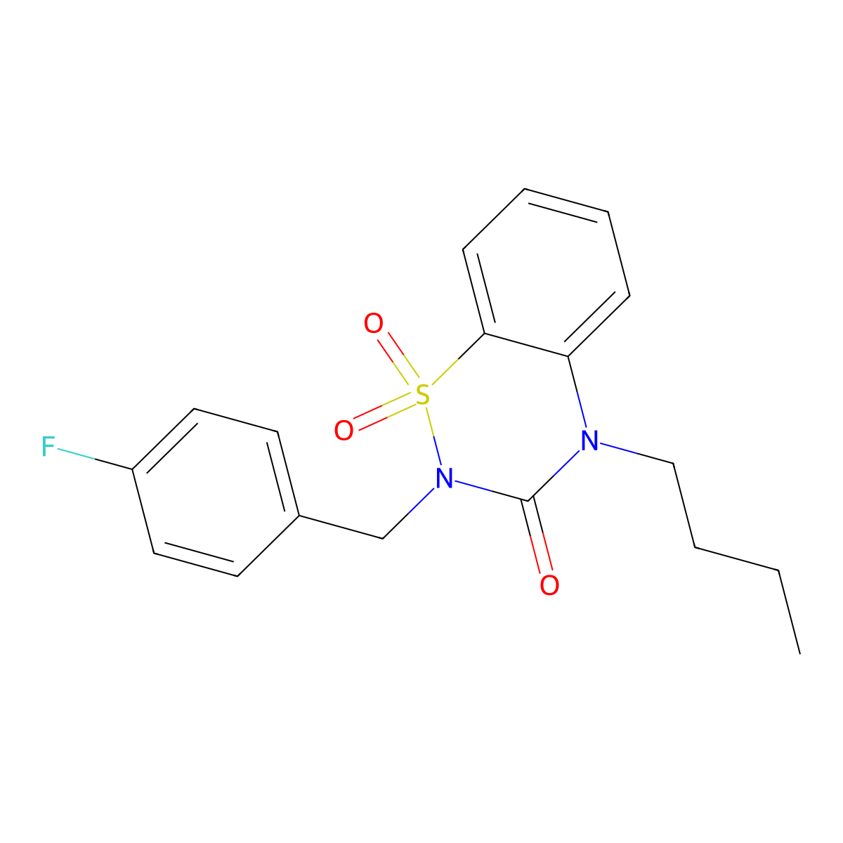4-Butyl-2-[(4-fluorophenyl)methyl]-1,1-dioxo-1lambda6,2,4-benzothiadiazin-3-one molecular structure, CAS 2742035-14-7