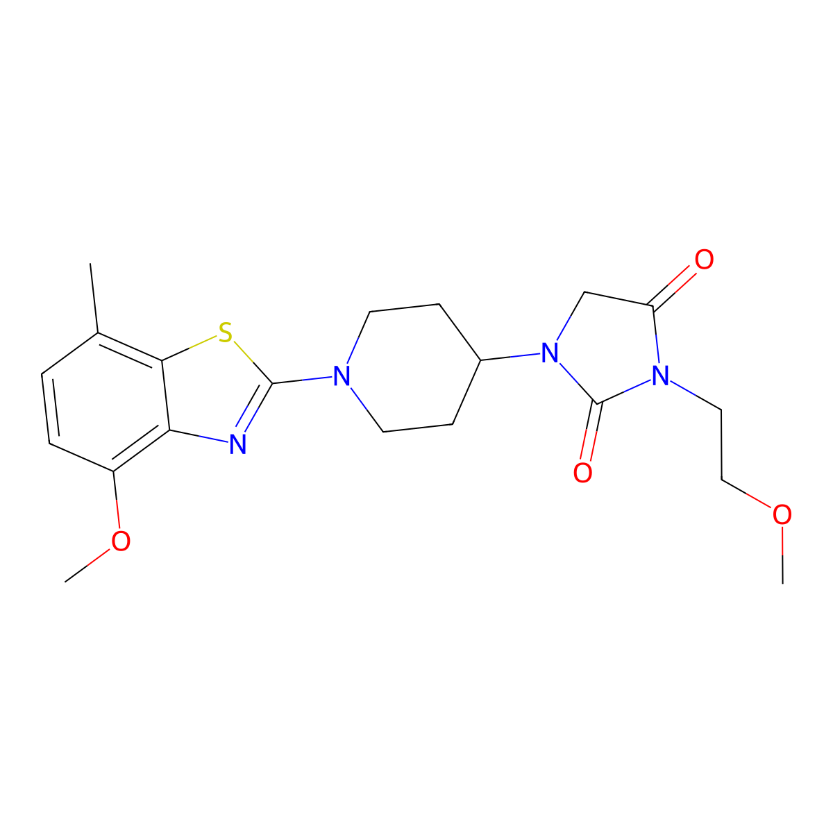 1-[1-(4-Methoxy-7-methyl-1,3-benzothiazol-2-yl)piperidin-4-yl]-3-(2-methoxyethyl)imidazolidine-2,4-dione molecular structure, CAS 2742035-18-1