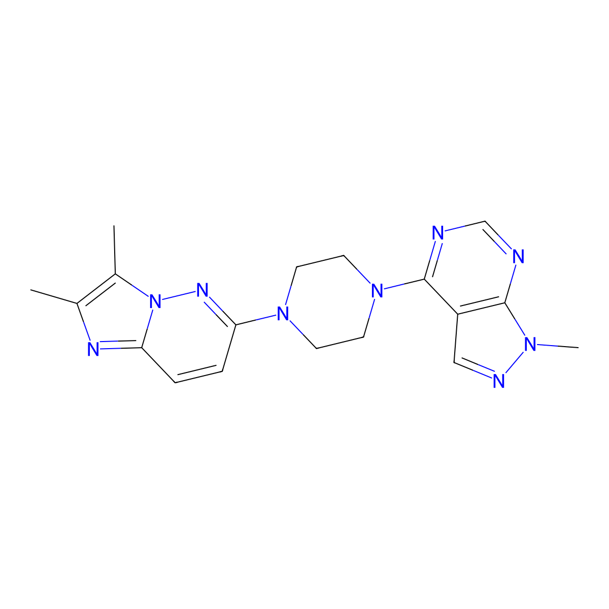 1-{2,3-dimethylimidazo[1,2-b]pyridazin-6-yl}-4-{1-methyl-1H-pyrazolo[3,4-d]pyrimidin-4-yl}piperazine molecular structure, CAS 2742035-24-9