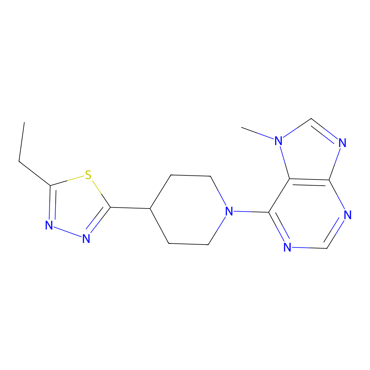6-[4-(5-ethyl-1,3,4-thiadiazol-2-yl)piperidin-1-yl]-7-methyl-7H-purine molecular structure, CAS 2742035-25-0