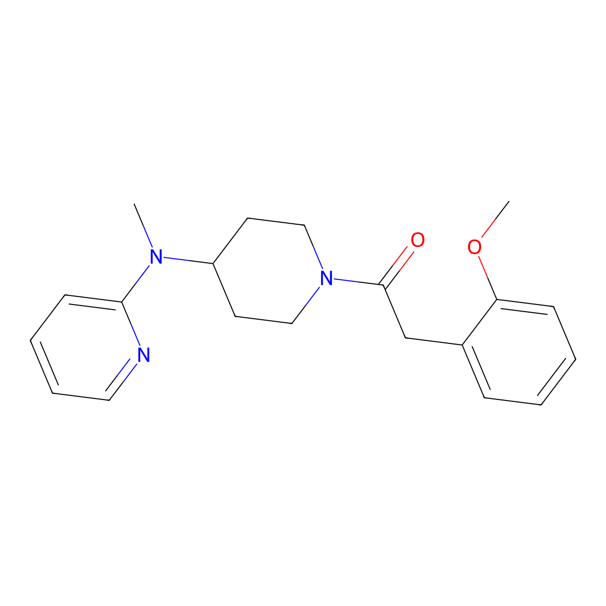 2-(2-Methoxyphenyl)-1-{4-[methyl(pyridin-2-yl)amino]piperidin-1-yl}ethan-1-one molecular structure, CAS 2742035-28-3