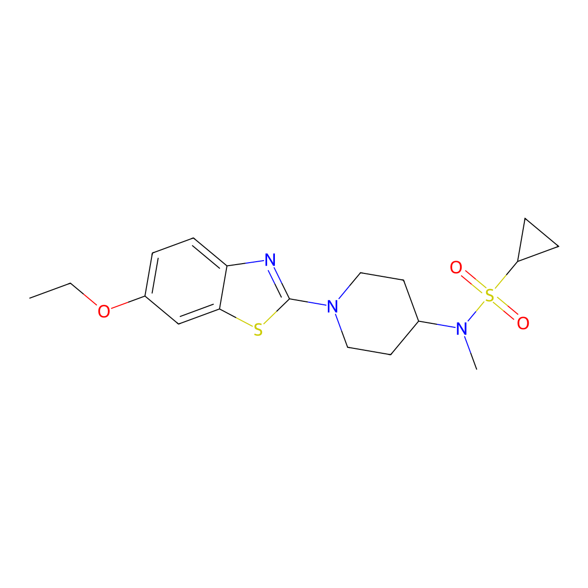 N-[1-(6-ethoxy-1,3-benzothiazol-2-yl)piperidin-4-yl]-N-methylcyclopropanesulfonamide molecular structure, CAS 2742035-29-4