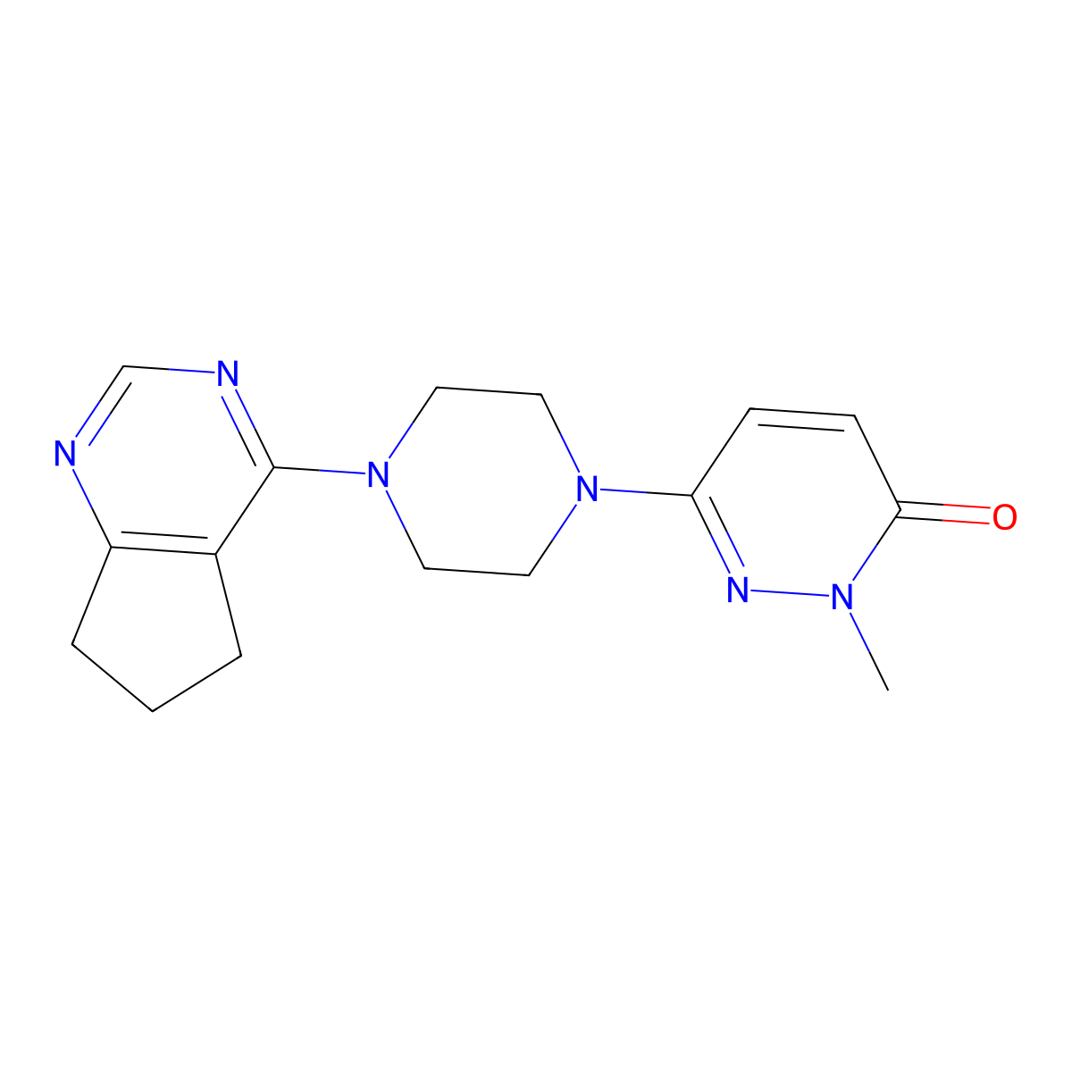 6-(4-{5H,6H,7H-cyclopenta[d]pyrimidin-4-yl}piperazin-1-yl)-2-methyl-2,3-dihydropyridazin-3-one molecular structure, CAS 2742035-30-7