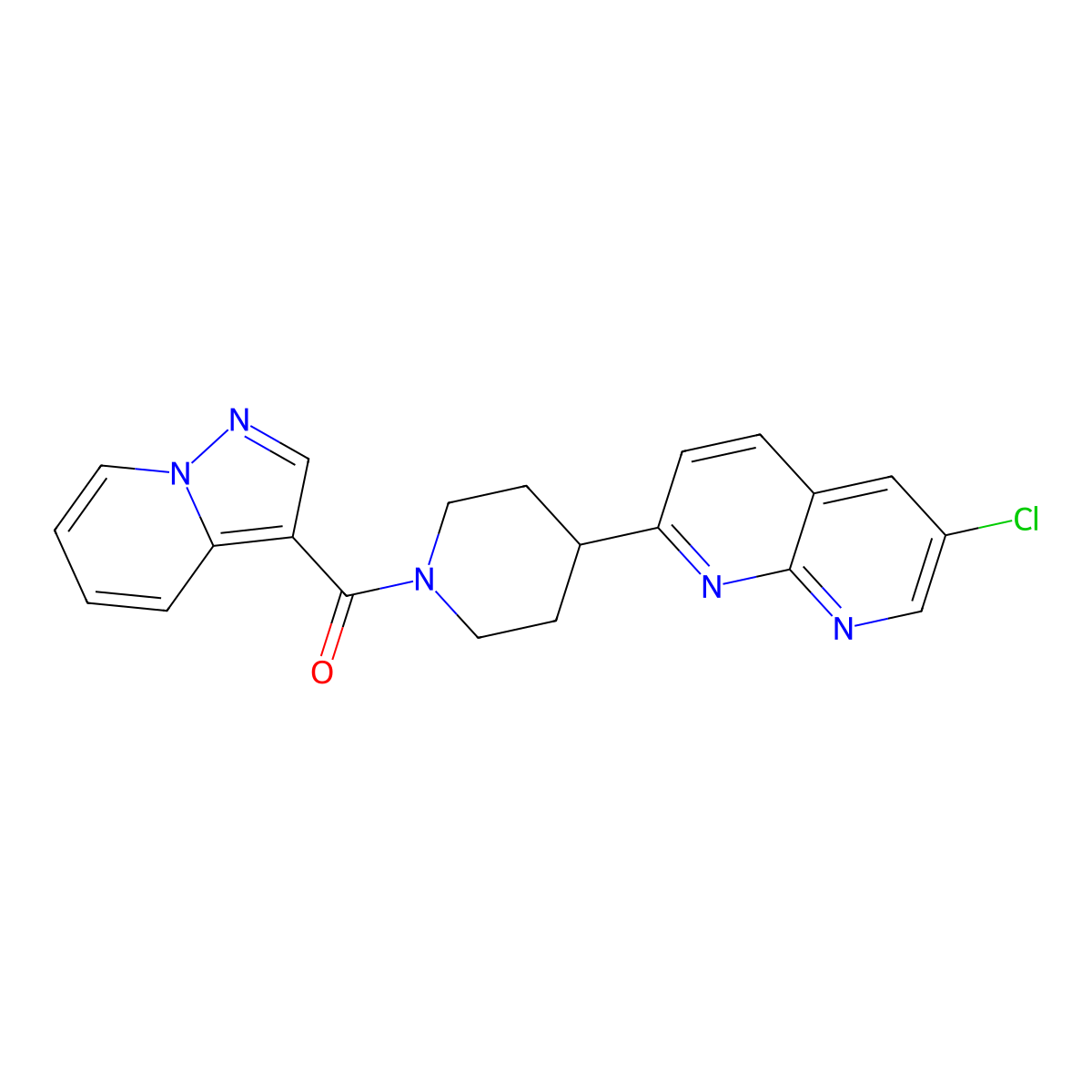 6-Chloro-2-(1-{pyrazolo[1,5-a]pyridine-3-carbonyl}piperidin-4-yl)-1,8-naphthyridine molecular structure, CAS 2742035-32-9