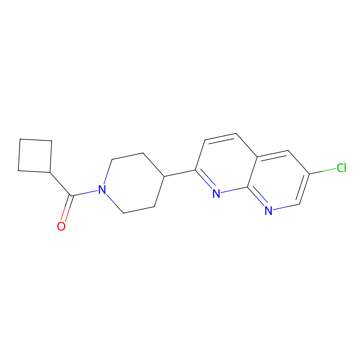 6-Chloro-2-(1-cyclobutanecarbonylpiperidin-4-yl)-1,8-naphthyridine molecular structure, CAS 2742035-38-5