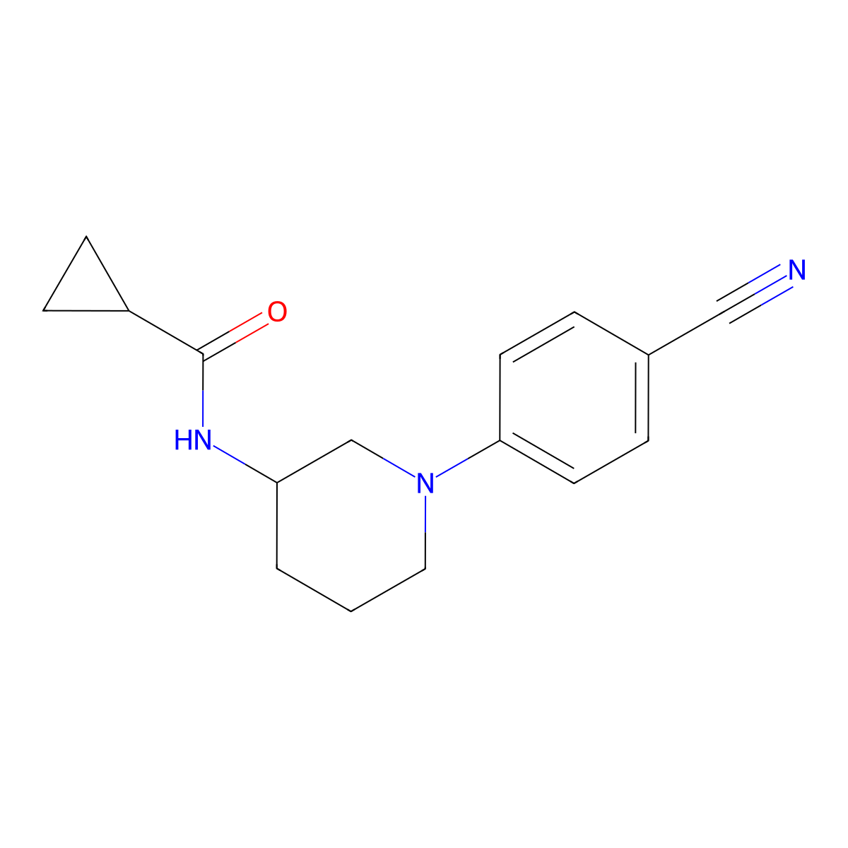 N-[1-(4-cyanophenyl)piperidin-3-yl]cyclopropanecarboxamide molecular structure, CAS 2742035-40-9