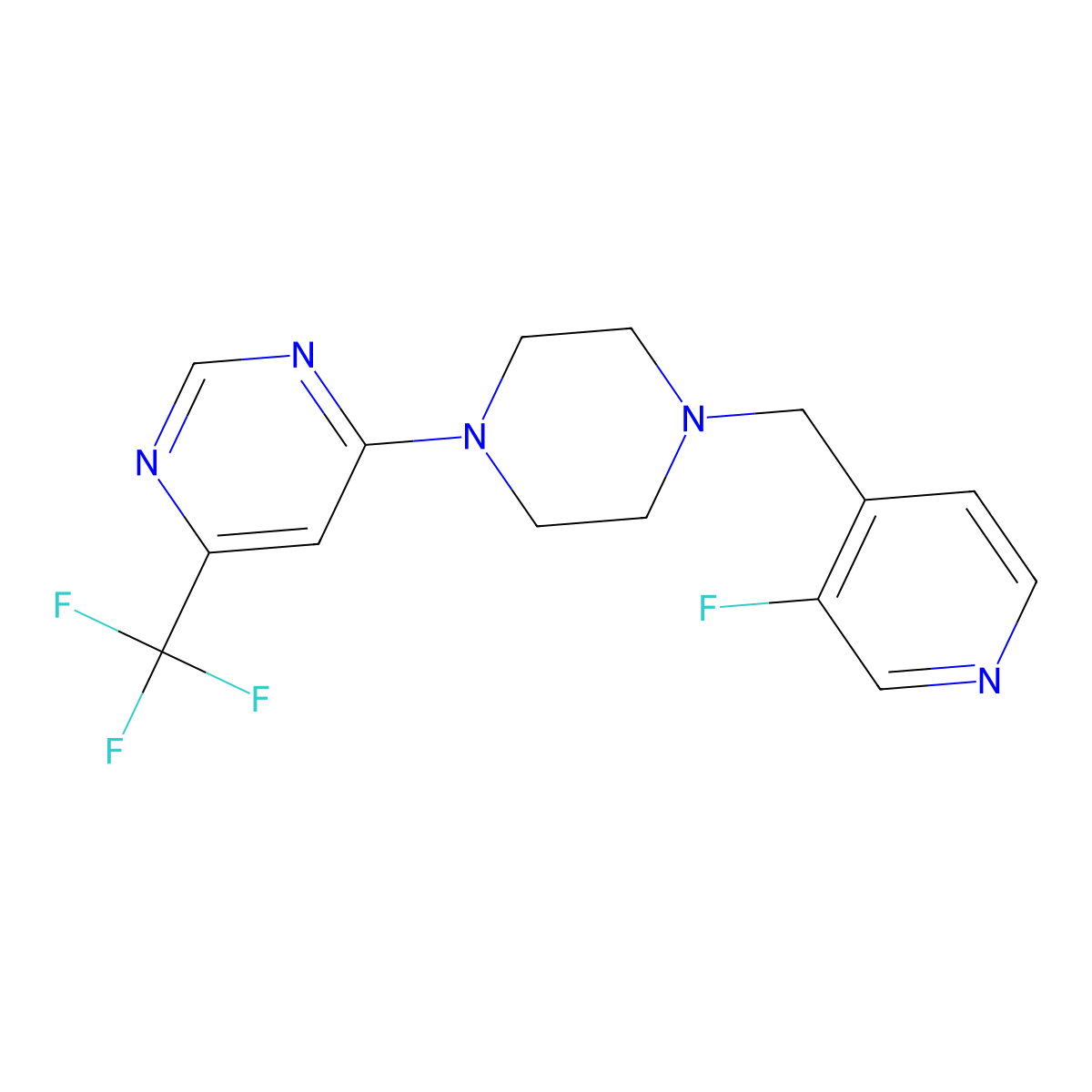 4-{4-[(3-Fluoropyridin-4-yl)methyl]piperazin-1-yl}-6-(trifluoromethyl)pyrimidine molecular structure, CAS 2742035-42-1