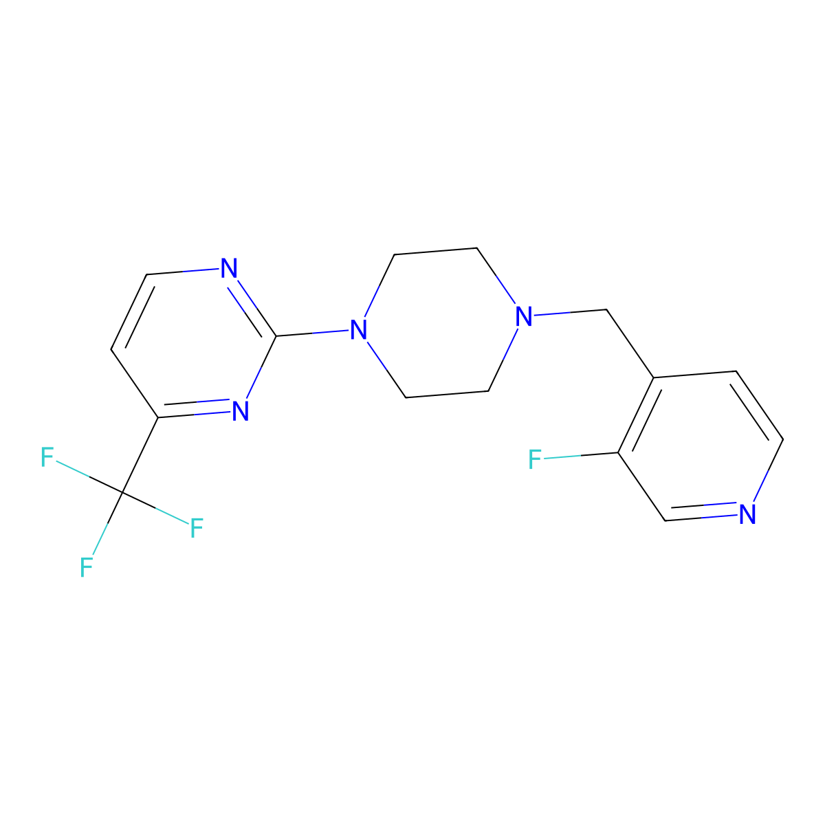 2-{4-[(3-Fluoropyridin-4-yl)methyl]piperazin-1-yl}-4-(trifluoromethyl)pyrimidine molecular structure, CAS 2742035-44-3