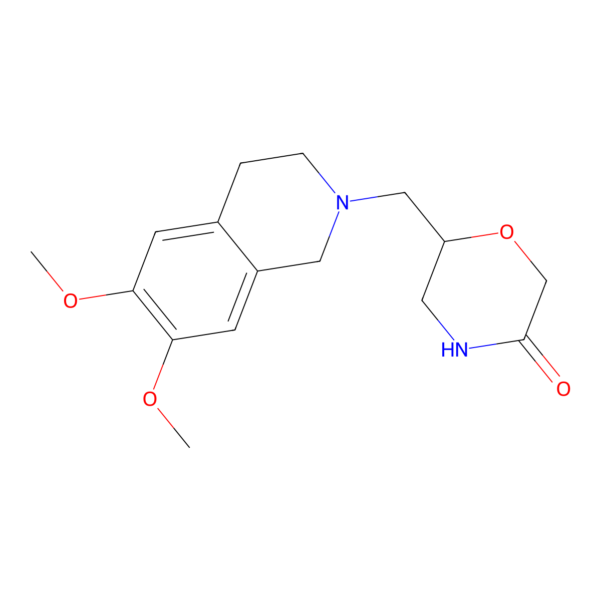 6-[(6,7-Dimethoxy-1,2,3,4-tetrahydroisoquinolin-2-yl)methyl]morpholin-3-one molecular structure, CAS 2742035-45-4