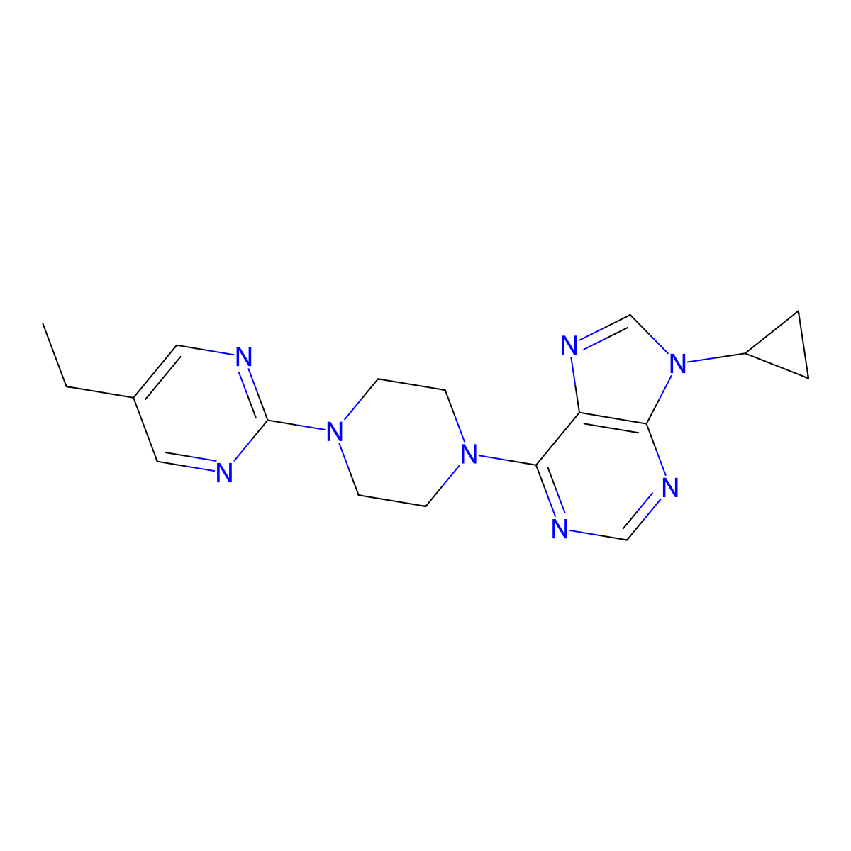 9-cyclopropyl-6-[4-(5-ethylpyrimidin-2-yl)piperazin-1-yl]-9H-purine molecular structure, CAS 2742035-58-9