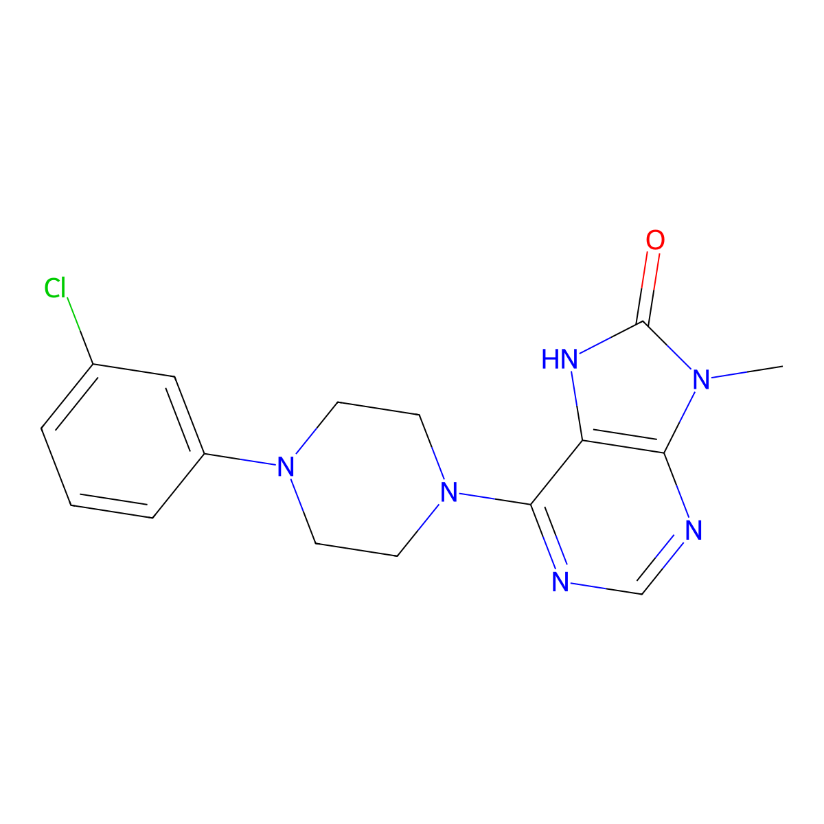 6-[4-(3-chlorophenyl)piperazin-1-yl]-9-methyl-8,9-dihydro-7H-purin-8-one molecular structure, CAS 2742035-67-0