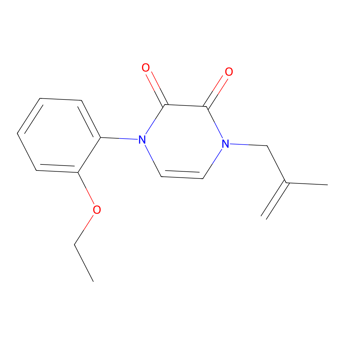 1-(2-Ethoxyphenyl)-4-(2-methylprop-2-en-1-yl)-1,2,3,4-tetrahydropyrazine-2,3-dione molecular structure, CAS 2742035-68-1