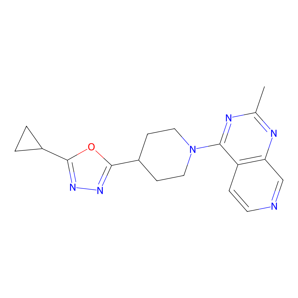4-(5-Cyclopropyl-1,3,4-oxadiazol-2-yl)-1-{2-methylpyrido[3,4-d]pyrimidin-4-yl}piperidine molecular structure, CAS 2742035-76-1