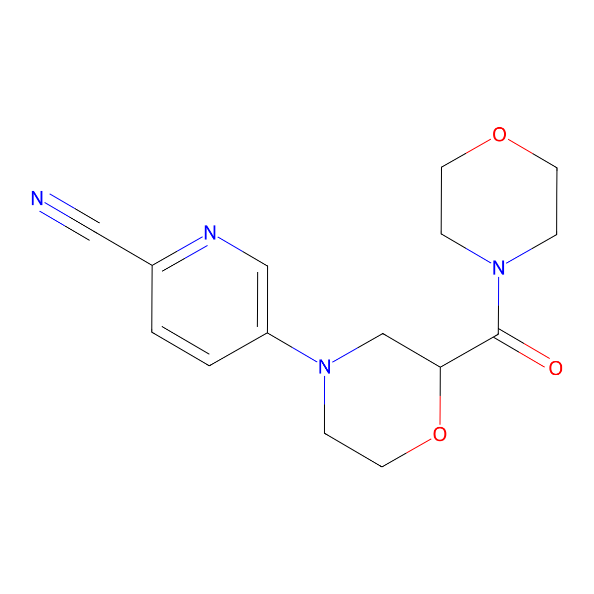 5-[2-(Morpholine-4-carbonyl)morpholin-4-yl]pyridine-2-carbonitrile molecular structure, CAS 2742035-81-8