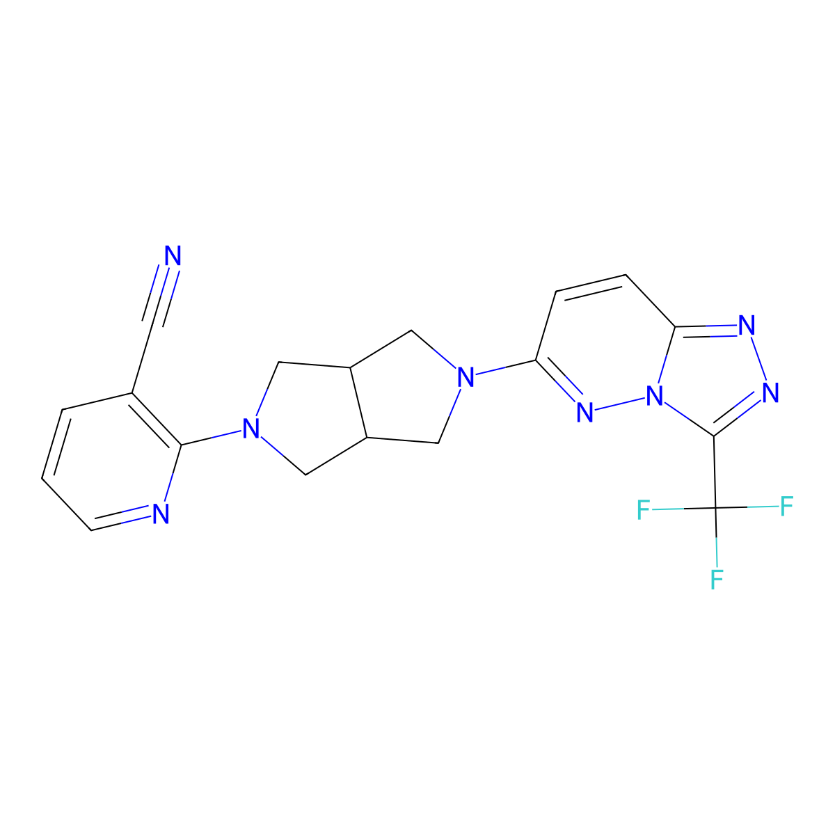 2-{5-[3-(Trifluoromethyl)-[1,2,4]triazolo[4,3-b]pyridazin-6-yl]-octahydropyrrolo[3,4-c]pyrrol-2-yl}pyridine-3-carbonitrile molecular structure, CAS 2742035-82-9