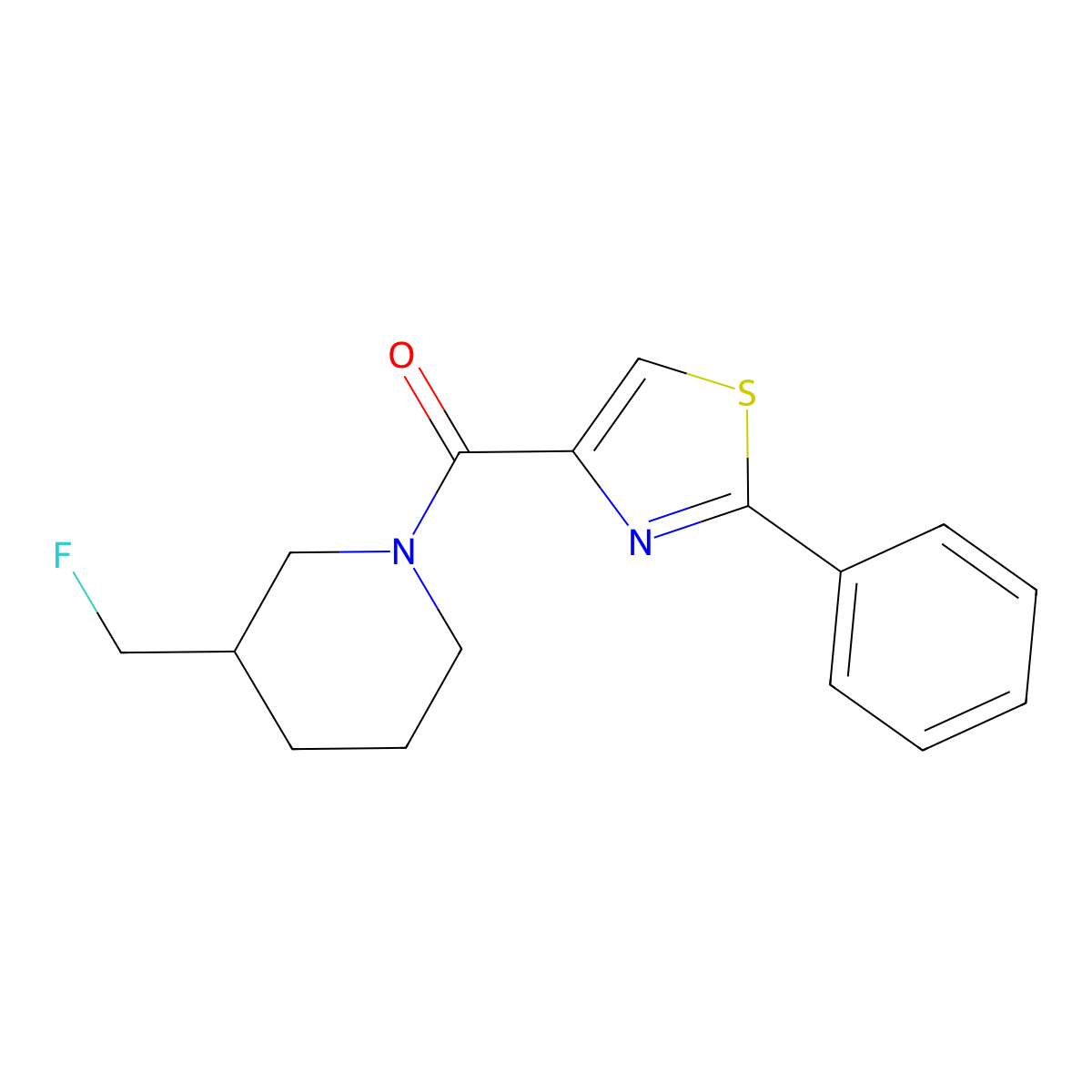 3-(Fluoromethyl)-1-(2-phenyl-1,3-thiazole-4-carbonyl)piperidine molecular structure, CAS 2742035-84-1