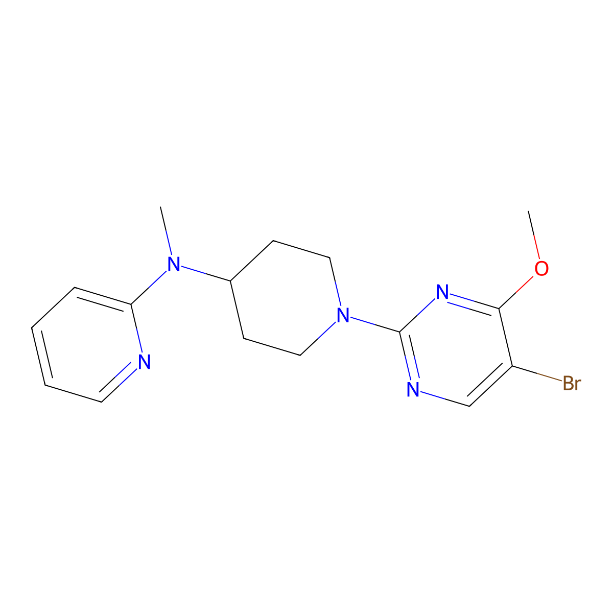 N-[1-(5-bromo-4-methoxypyrimidin-2-yl)piperidin-4-yl]-N-methylpyridin-2-amine molecular structure, CAS 2742035-86-3