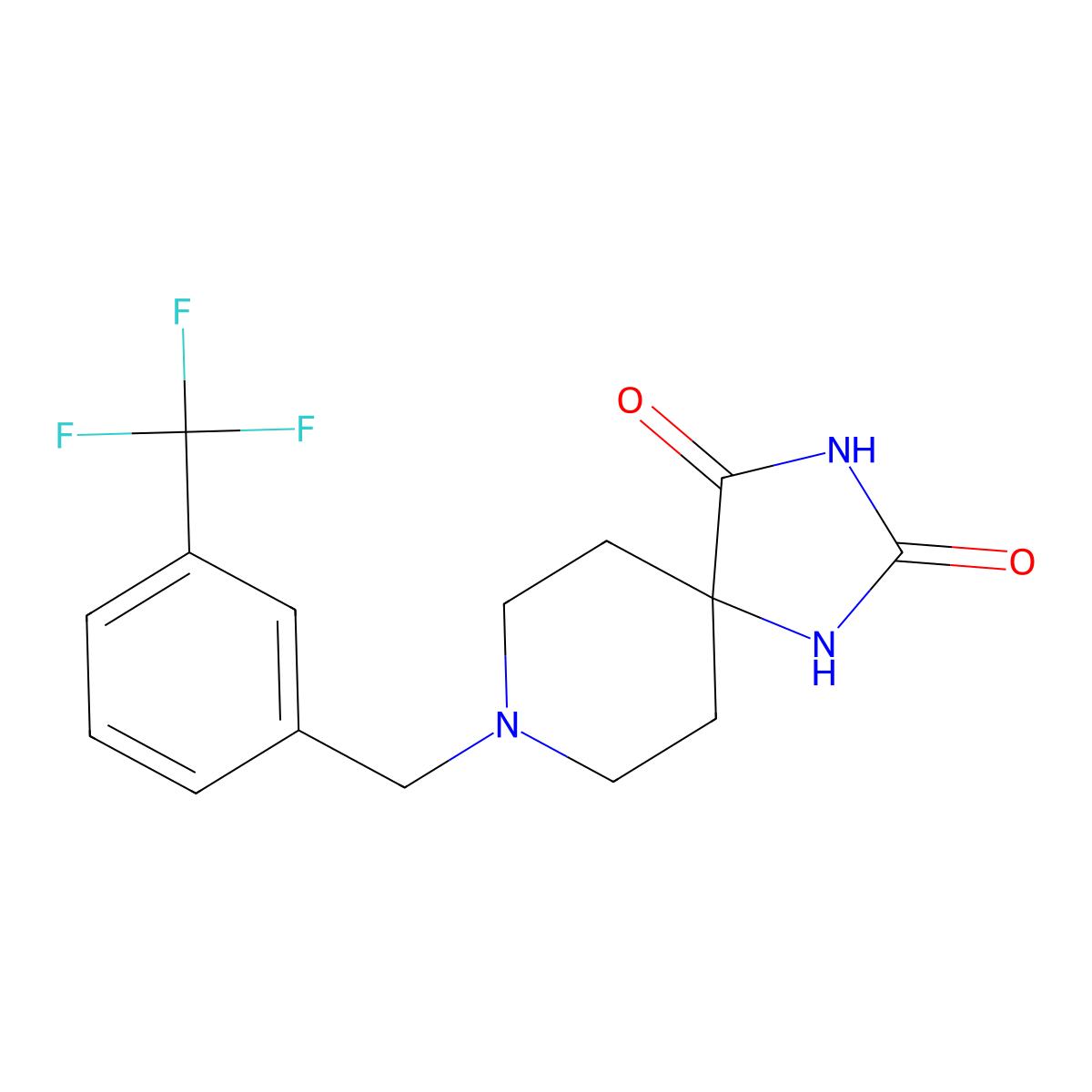 8-{[3-(Trifluoromethyl)phenyl]methyl}-1,3,8-triazaspiro[4.5]decane-2,4-dione molecular structure, CAS 2742035-87-4