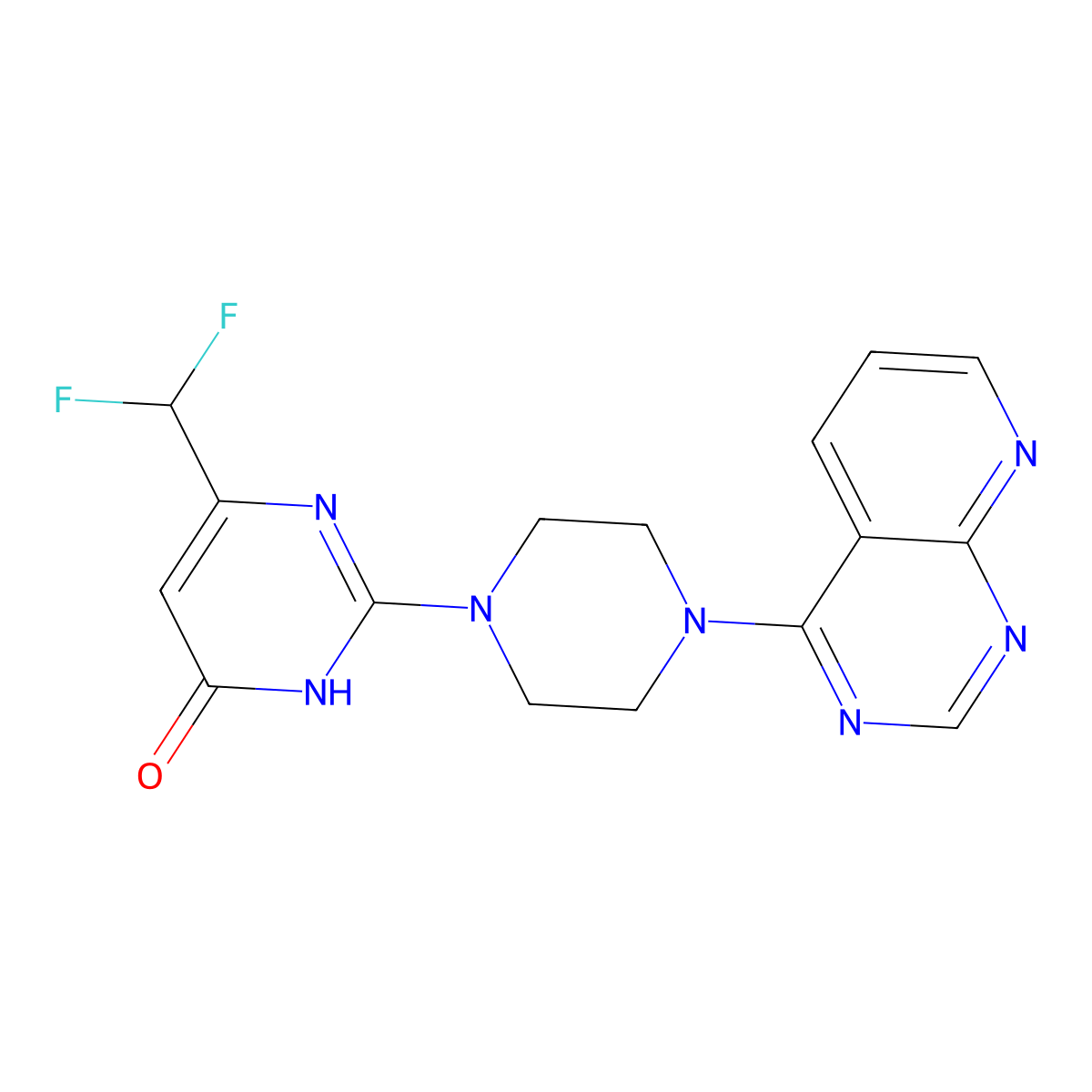 6-(Difluoromethyl)-2-(4-{pyrido[2,3-d]pyrimidin-4-yl}piperazin-1-yl)-3,4-dihydropyrimidin-4-one molecular structure, CAS 2742035-88-5
