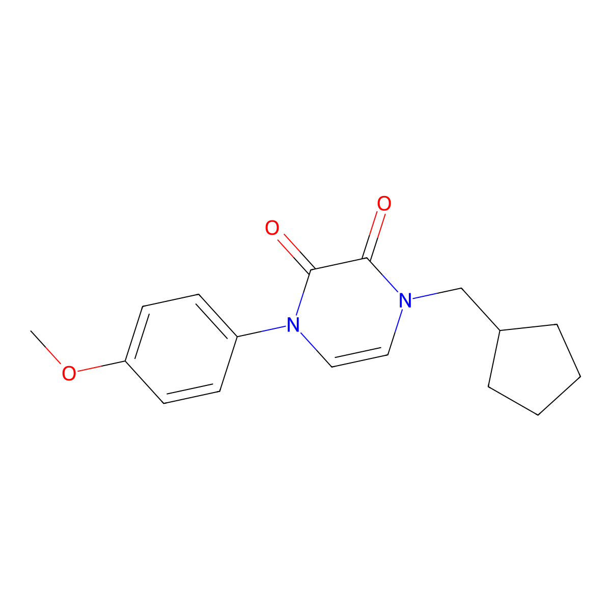 1-(Cyclopentylmethyl)-4-(4-methoxyphenyl)-1,2,3,4-tetrahydropyrazine-2,3-dione molecular structure, CAS 2742035-90-9