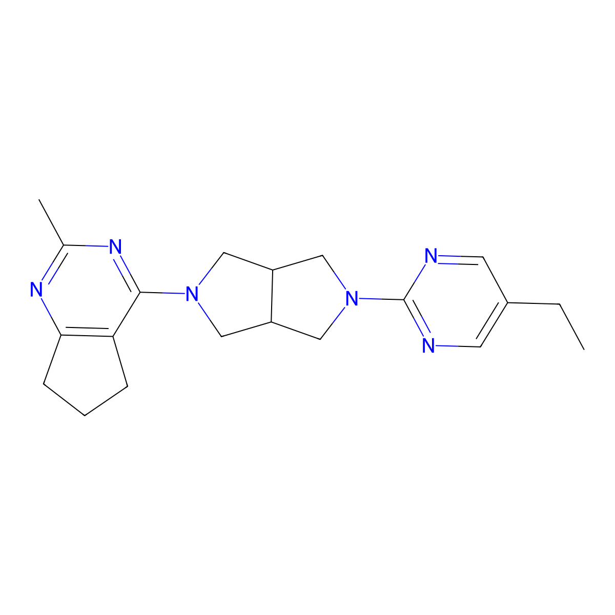 5-ethyl-2-(5-{2-methyl-5H,6H,7H-cyclopenta[d]pyrimidin-4-yl}-octahydropyrrolo[3,4-c]pyrrol-2-yl)pyrimidine molecular structure, CAS 2742035-94-3