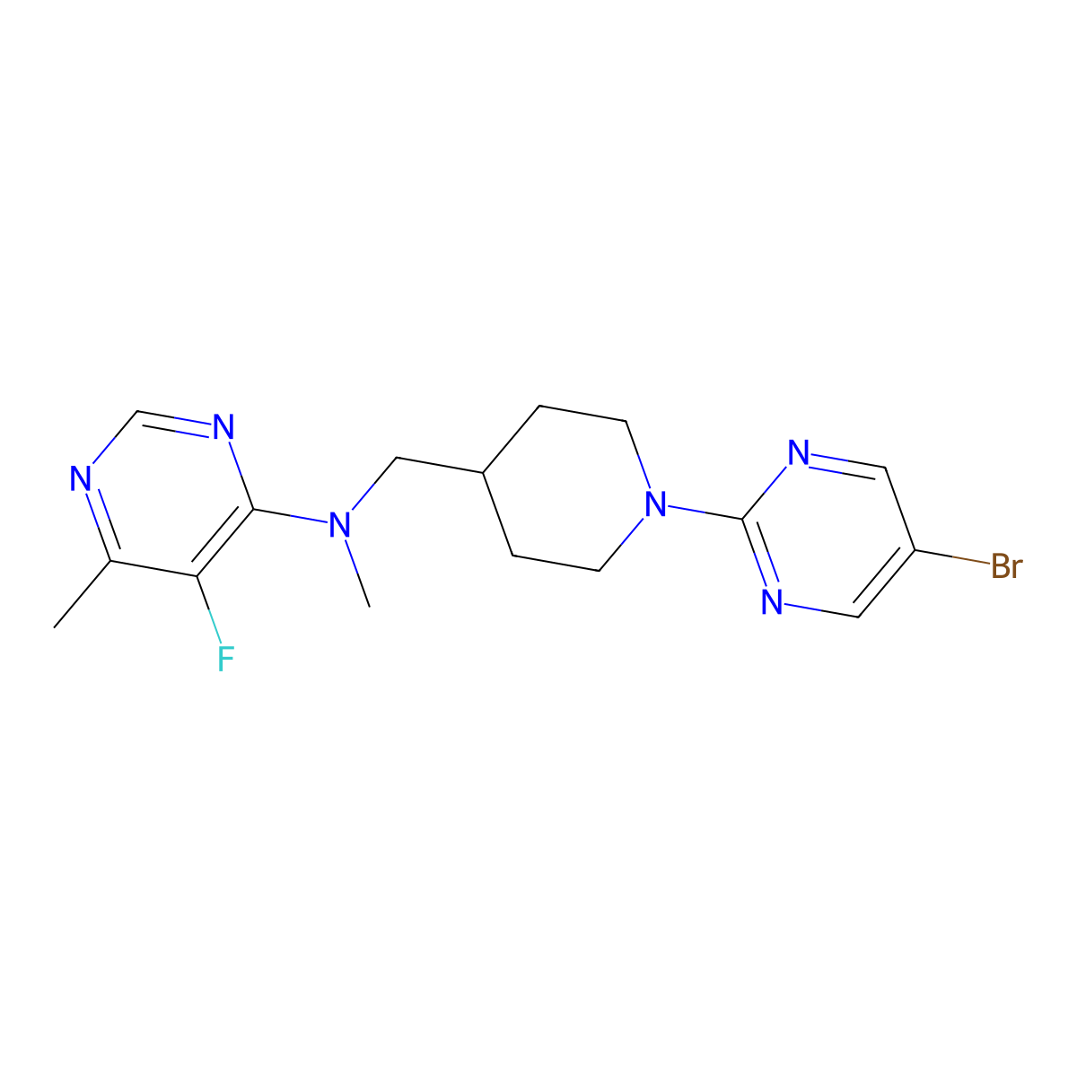N-{[1-(5-bromopyrimidin-2-yl)piperidin-4-yl]methyl}-5-fluoro-N,6-dimethylpyrimidin-4-amine molecular structure, CAS 2742036-00-4