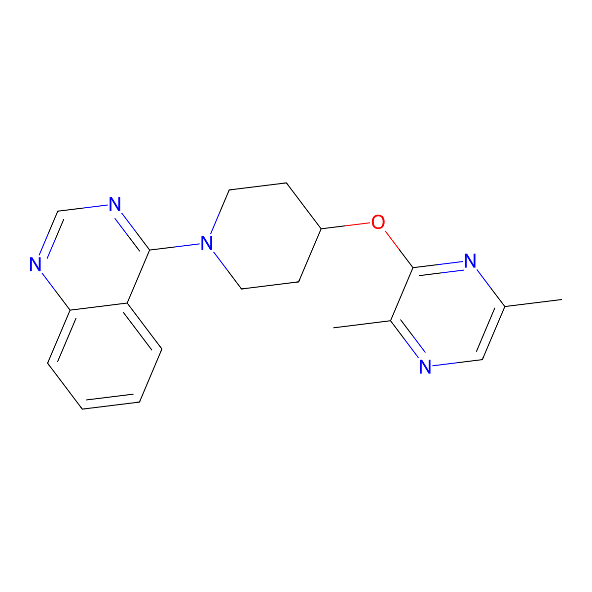 4-{4-[(3,6-Dimethylpyrazin-2-yl)oxy]piperidin-1-yl}quinazoline molecular structure, CAS 2742036-02-6