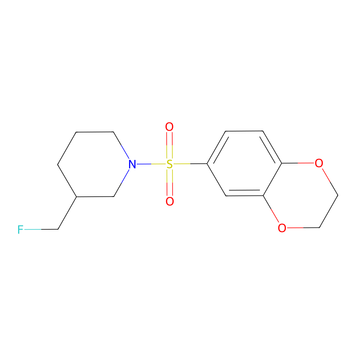 1-(2,3-Dihydro-1,4-benzodioxine-6-sulfonyl)-3-(fluoromethyl)piperidine molecular structure, CAS 2742036-03-7