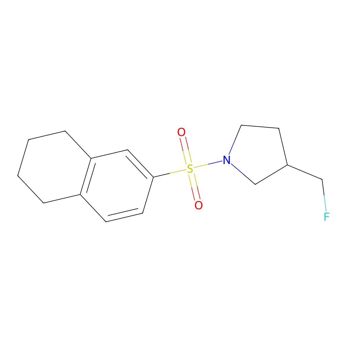 3-(Fluoromethyl)-1-(5,6,7,8-tetrahydronaphthalene-2-sulfonyl)pyrrolidine molecular structure, CAS 2742036-10-6