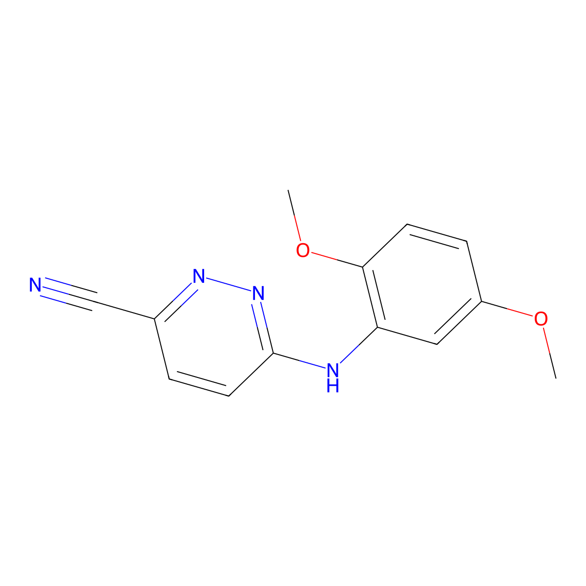 6-[(2,5-Dimethoxyphenyl)amino]pyridazine-3-carbonitrile molecular structure, CAS 2742036-19-5