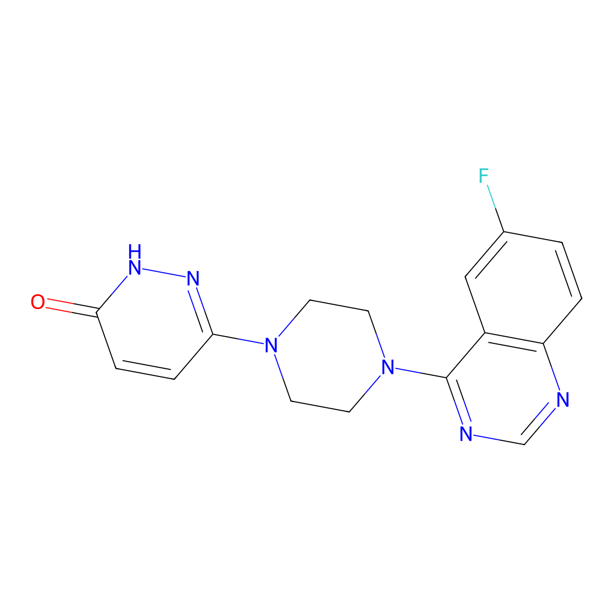 6-[4-(6-Fluoroquinazolin-4-yl)piperazin-1-yl]pyridazin-3-ol molecular structure, CAS 2742036-20-8
