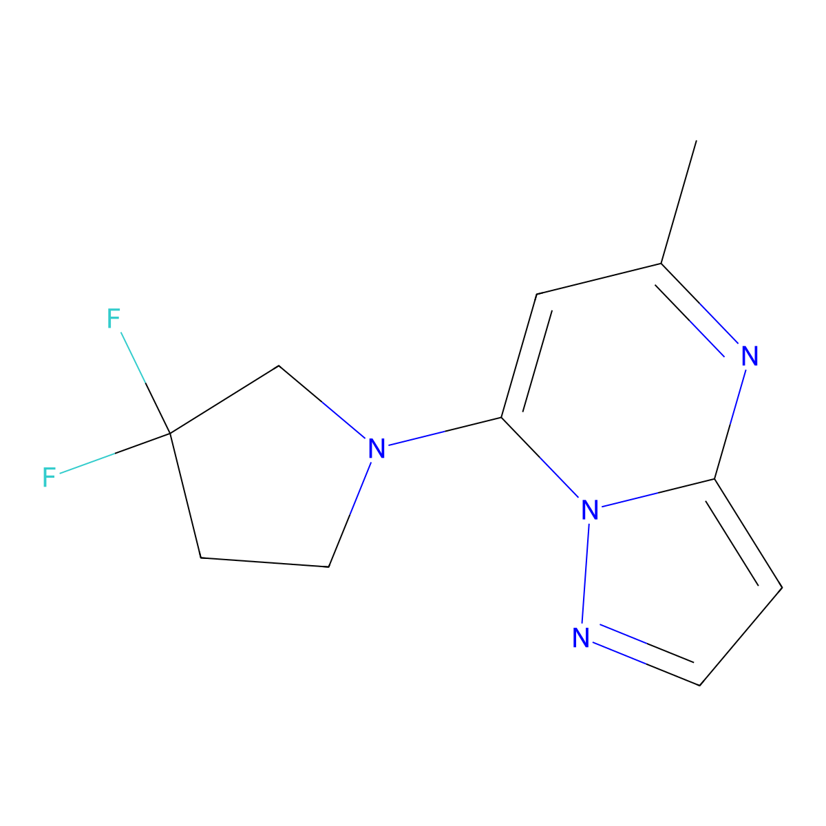 3,3-Difluoro-1-{5-methylpyrazolo[1,5-a]pyrimidin-7-yl}pyrrolidine molecular structure, CAS 2742036-23-1