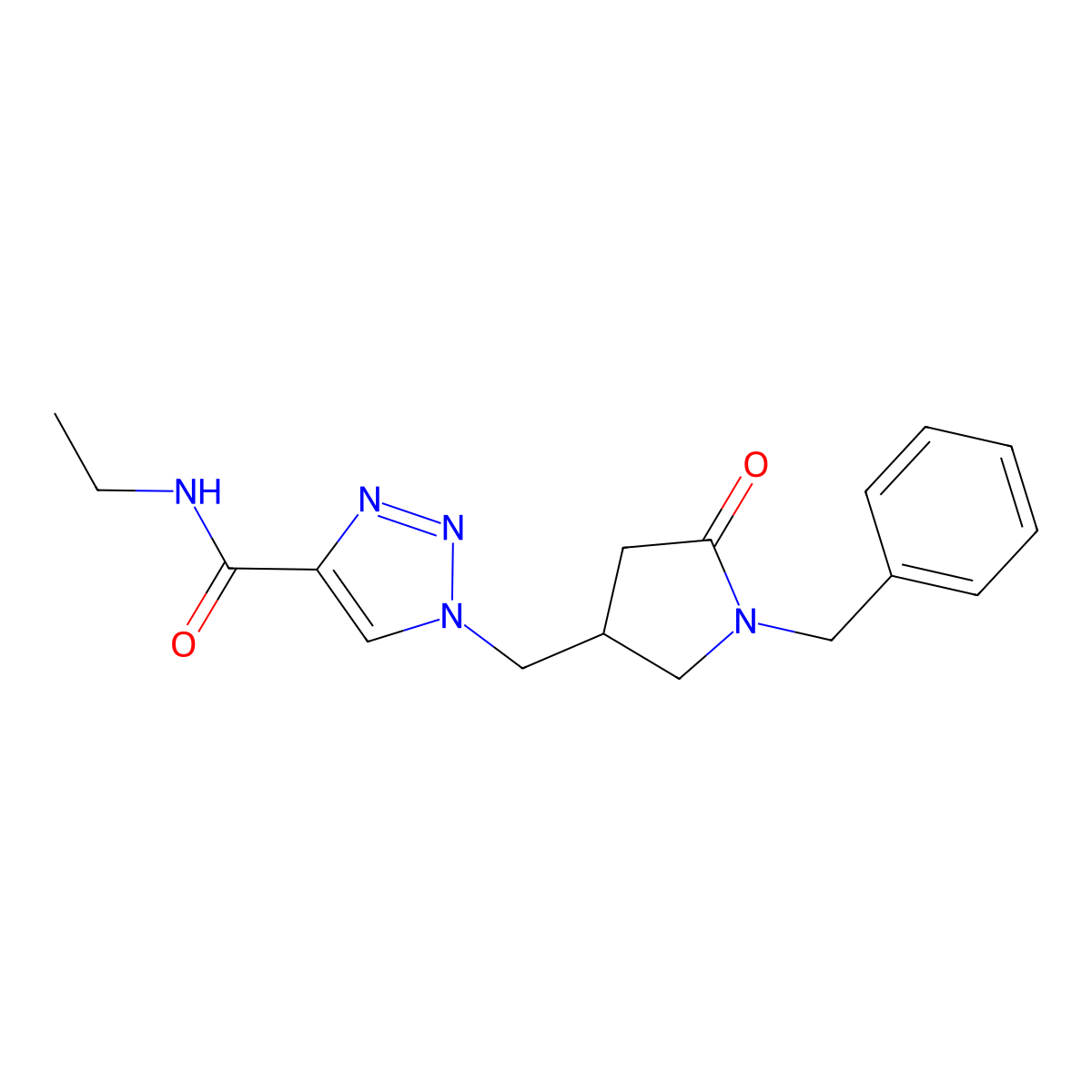 1-[(1-benzyl-5-oxopyrrolidin-3-yl)methyl]-N-ethyl-1H-1,2,3-triazole-4-carboxamide molecular structure, CAS 2742036-32-2