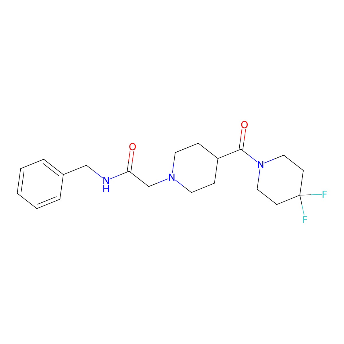 N-benzyl-2-[4-(4,4-difluoropiperidine-1-carbonyl)piperidin-1-yl]acetamide molecular structure, CAS 2742036-48-0