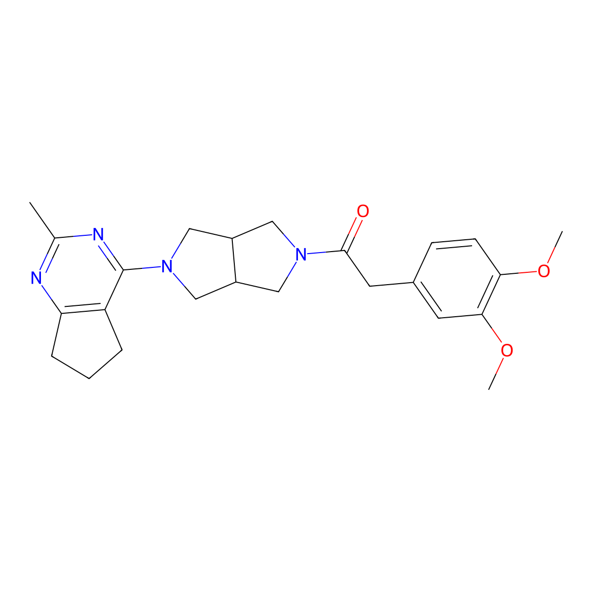 2-(3,4-dimethoxyphenyl)-1-(5-{2-methyl-5H,6H,7H-cyclopenta[d]pyrimidin-4-yl}-octahydropyrrolo[3,4-c]pyrrol-2-yl)ethan-1-one molecular structure, CAS 2742036-52-6