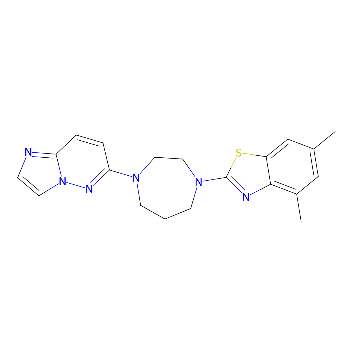 2-(4-{Imidazo[1,2-b]pyridazin-6-yl}-1,4-diazepan-1-yl)-4,6-dimethyl-1,3-benzothiazole molecular structure, CAS 2742036-55-9