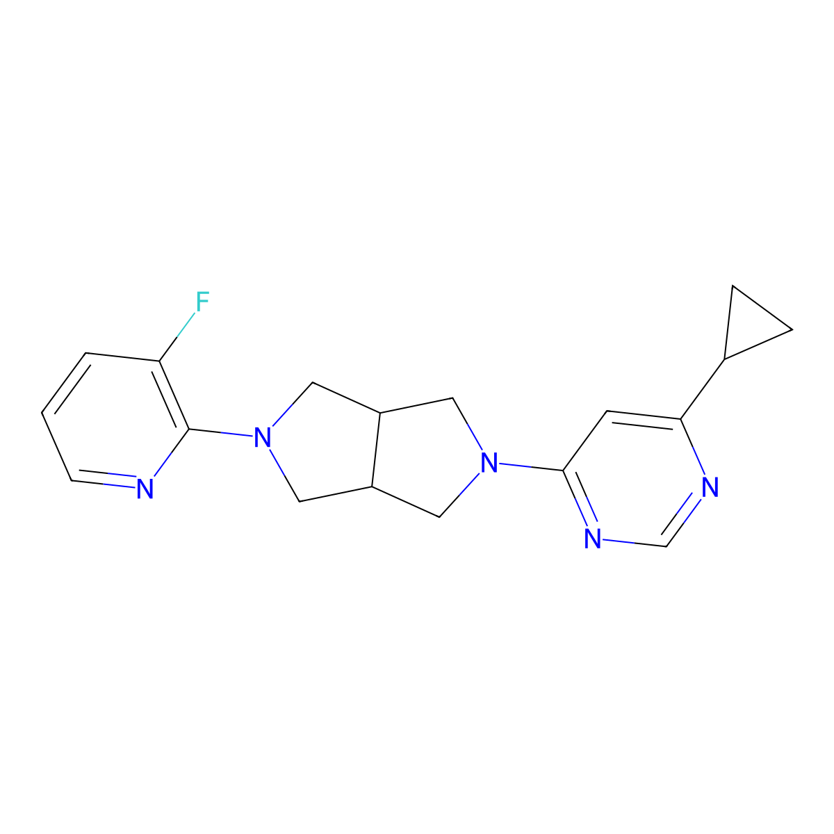 4-Cyclopropyl-6-[5-(3-fluoropyridin-2-yl)-octahydropyrrolo[3,4-c]pyrrol-2-yl]pyrimidine molecular structure, CAS 2742036-56-0