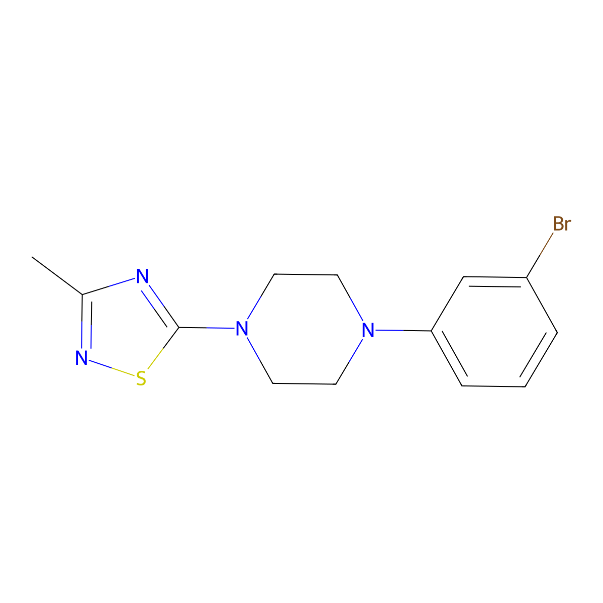 1-(3-Bromophenyl)-4-(3-methyl-1,2,4-thiadiazol-5-yl)piperazine molecular structure, CAS 2742036-57-1