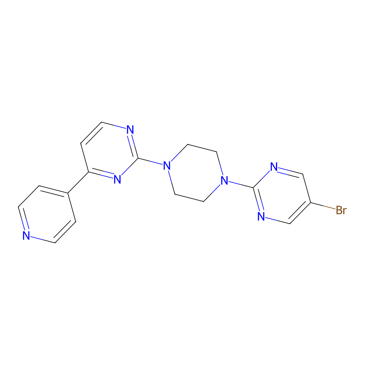 2-[4-(5-Bromopyrimidin-2-yl)piperazin-1-yl]-4-(pyridin-4-yl)pyrimidine molecular structure, CAS 2742036-59-3