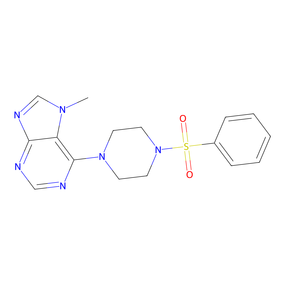 6-[4-(benzenesulfonyl)piperazin-1-yl]-7-methyl-7H-purine molecular structure, CAS 2742036-60-6