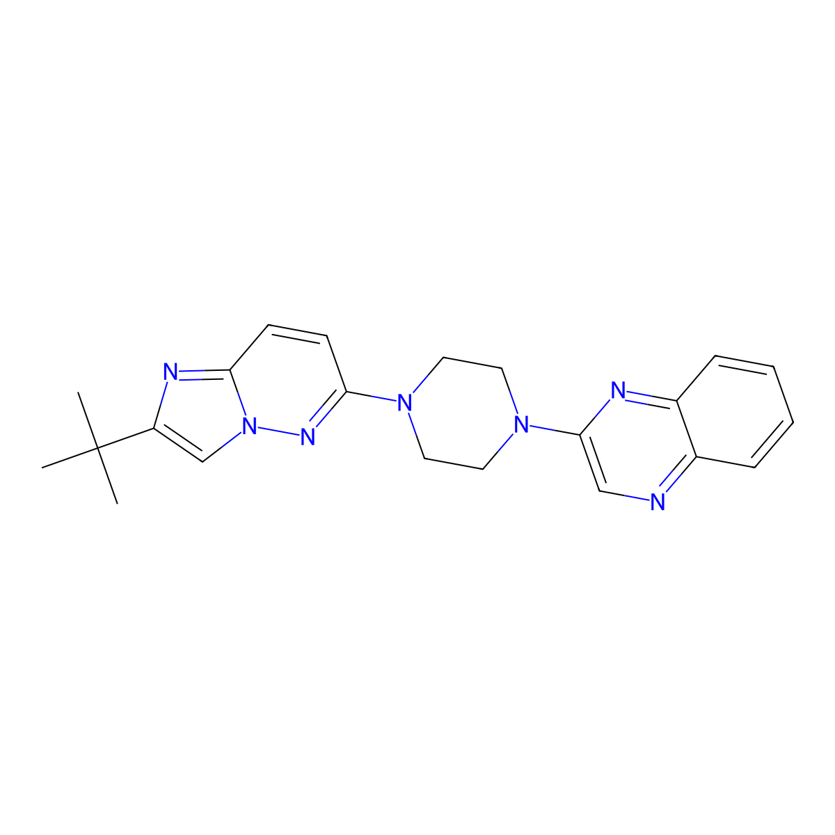2-(4-{2-Tert-butylimidazo[1,2-b]pyridazin-6-yl}piperazin-1-yl)quinoxaline molecular structure, CAS 2742036-64-0
