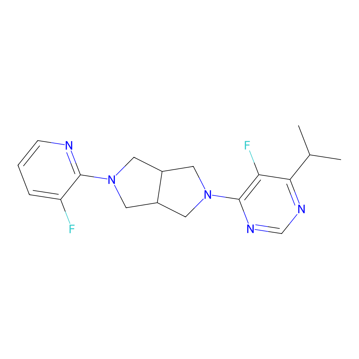 5-Fluoro-4-[5-(3-fluoropyridin-2-yl)-octahydropyrrolo[3,4-c]pyrrol-2-yl]-6-(propan-2-yl)pyrimidine molecular structure, CAS 2742036-68-4